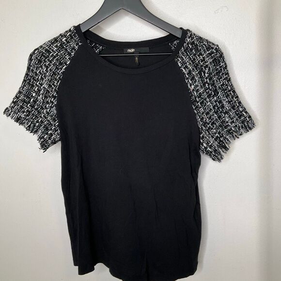 Maje Tiaco Mixed-Media Tee - Picture 3 of 8